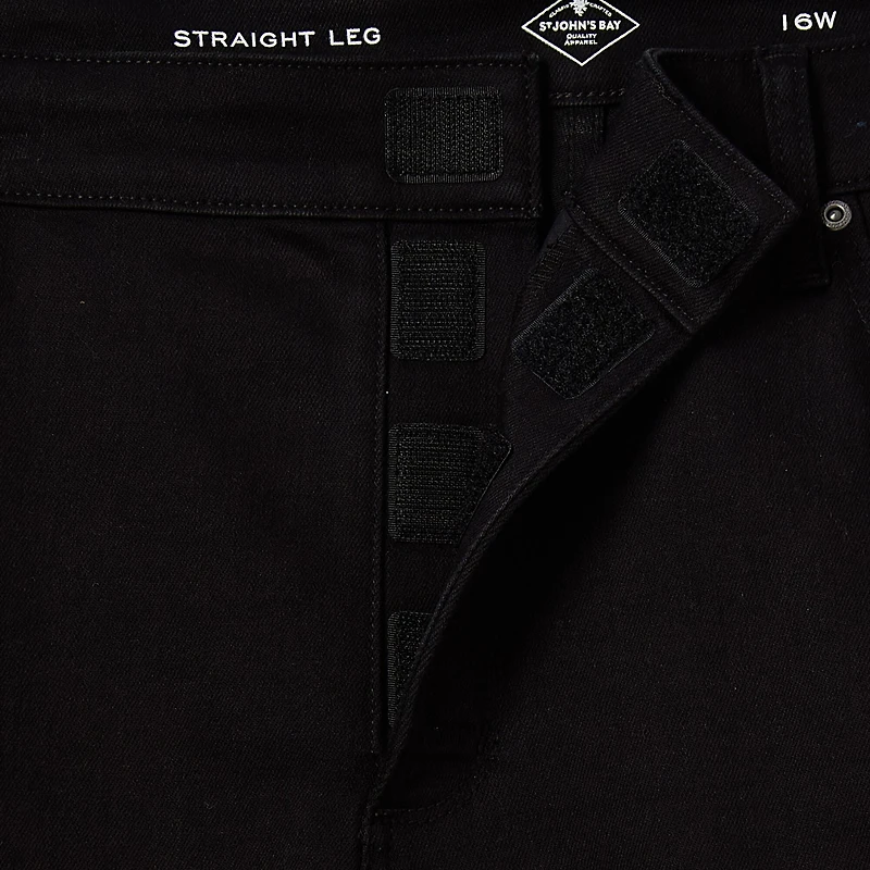St. John's Bay Secretly Slender Womens Plus Mid Rise Adaptive Hidden Access Opening Straight Leg Jean