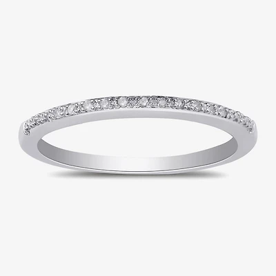Surrounded by Love Womens 2MM Diamond Accent Natural White Sterling Silver Wedding Band