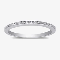 Surrounded by Love Womens 2MM Diamond Accent Natural White Sterling Silver Wedding Band