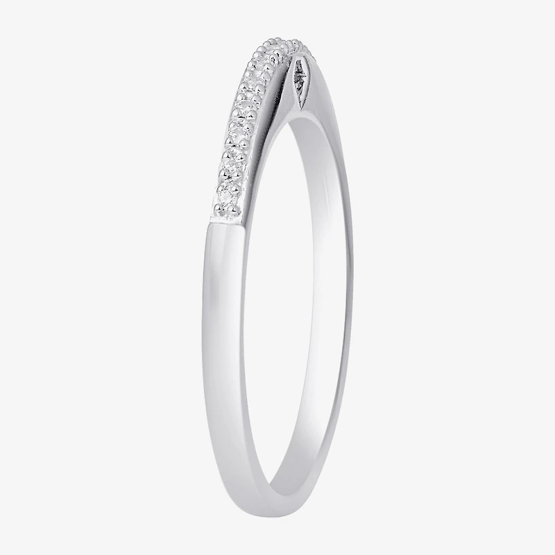 Surrounded by Love Womens 2MM Diamond Accent Natural White Sterling Silver Wedding Band