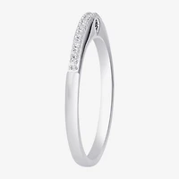 Surrounded by Love Womens 2MM Diamond Accent Natural White Sterling Silver Wedding Band