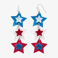 Mixit Patriotic Linear Womens Star Drop Earrings