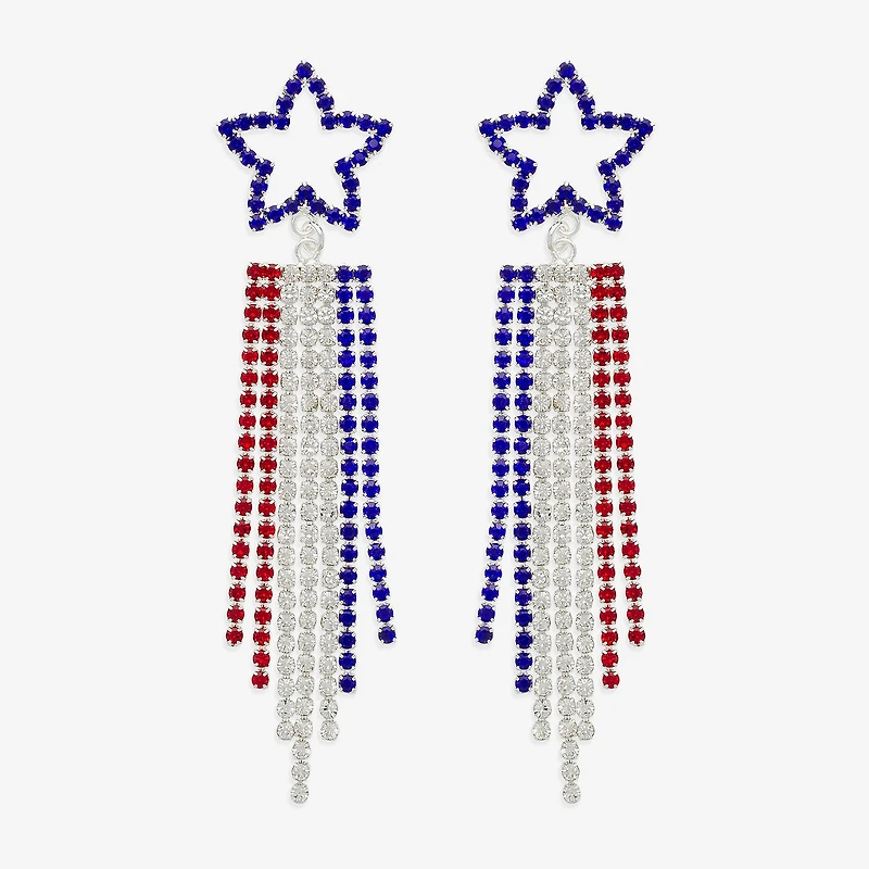 Mixit Patriotic Fringe Womens Star Drop Earrings