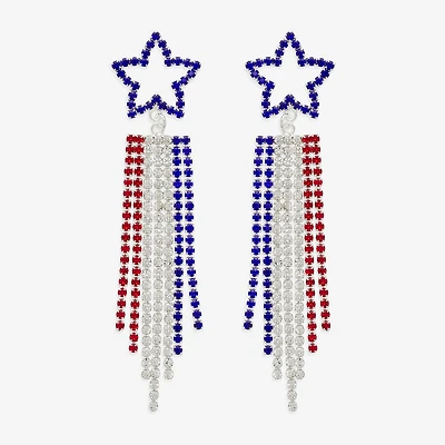Mixit Patriotic Fringe Womens Star Drop Earrings