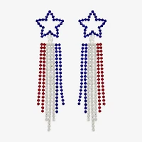 Mixit Patriotic Fringe Womens Star Drop Earrings