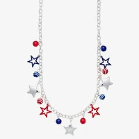 Mixit Patriotic Usa Charm Womens Multi Color 19 Inch Collar Necklace