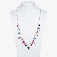 Mixit Patriotic Usa Charm Womens Multi Color 19 Inch Collar Necklace