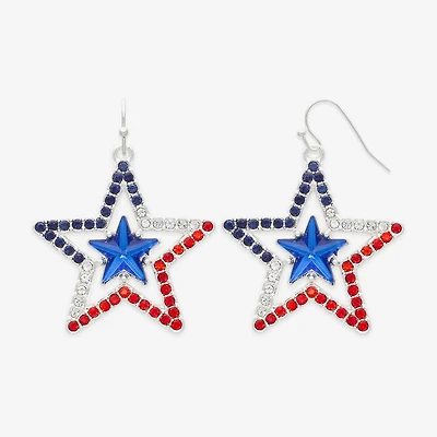Mixit Patriotic Womens Glass Star Drop Earrings