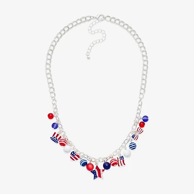 Mixit Patriotic Usa Charm Womens Multi Color 19 Inch Collar Necklace