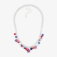 Mixit Patriotic Usa Charm Womens Multi Color 19 Inch Collar Necklace