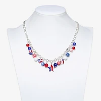 Mixit Patriotic Usa Charm Womens Multi Color 19 Inch Collar Necklace