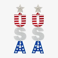 Mixit Patriotic Usa Flag Womens Star Drop Earrings