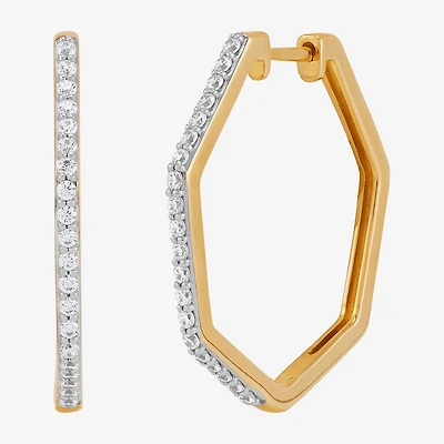 Limited Quantities! Womens 1/3 CT. T.W. Natural White Diamond 14K Gold Over Silver 24.5mm Hoop Earrings