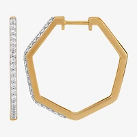 Limited Quantities! Womens 1/3 CT. T.W. Natural White Diamond 14K Gold Over Silver 24.5mm Hoop Earrings