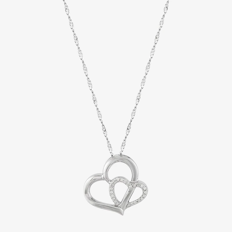 Limited Quantities! Womens 1/10 CT. T.W. Natural White Diamond Sterling Silver Heart 18 Inch Pendant Necklace