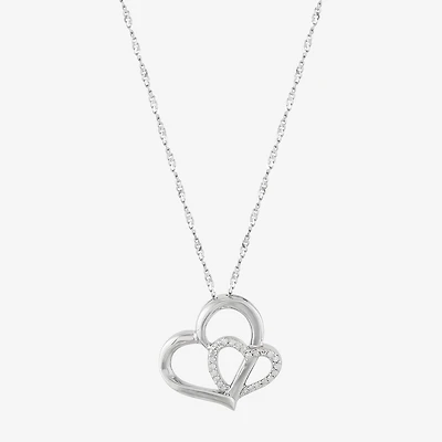 Limited Quantities! Womens 1/10 CT. T.W. Natural White Diamond Sterling Silver Heart 18 Inch Pendant Necklace