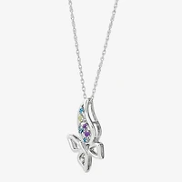 Limited Quantities! Womens Diamond Accent Genuine Multi Color Sterling Silver Butterfly 18 Inch Pendant Necklace