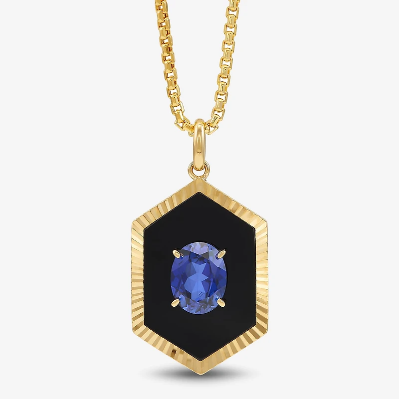 Limited Quantities! Womens Genuine Black Onyx 10K Gold 22 Inch Pendant Necklace