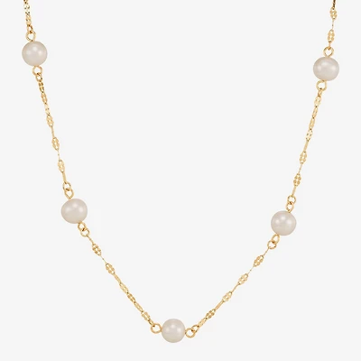 Limited Quantities! Womens White Cultured Freshwater Pearl 14K Gold 18 Inch Pendant Necklace