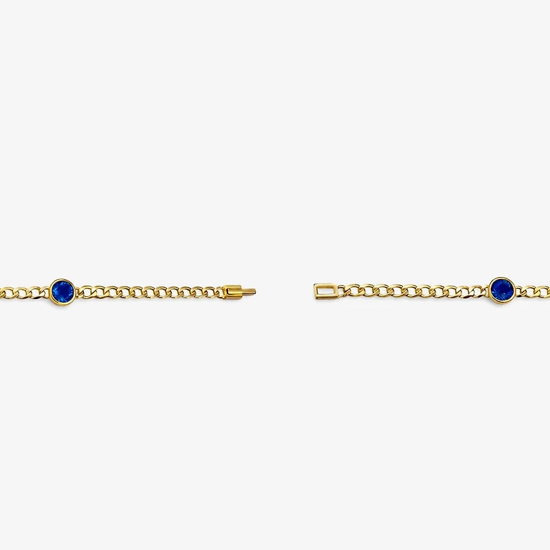 Lab Created Gemstone 14K Gold Over Silver 7.5 Inch Link Chain Bracelet