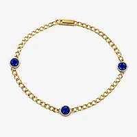 Lab Created Gemstone 14K Gold Over Silver 7.5 Inch Link Chain Bracelet