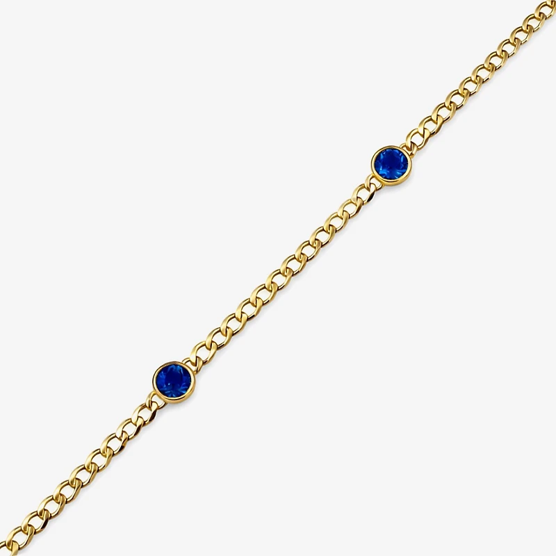 Lab Created Gemstone 14K Gold Over Silver 7.5 Inch Link Chain Bracelet