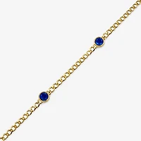 Lab Created Gemstone 14K Gold Over Silver 7.5 Inch Link Chain Bracelet