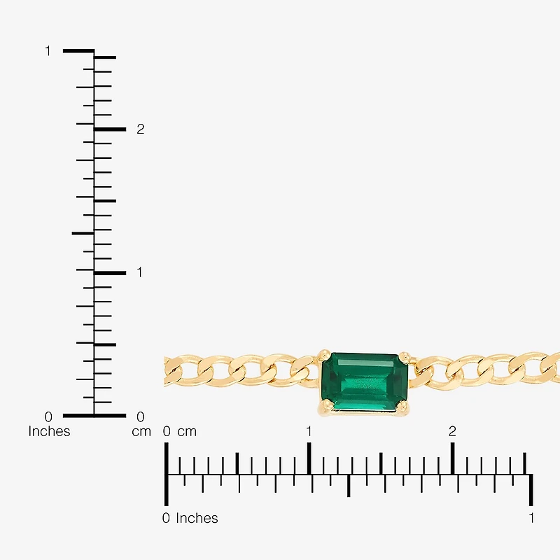 Womens Lab-Created Emerald 14K Gold Over Silver 18 Inch Curb Chain Necklace