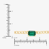 Womens Lab-Created Emerald 14K Gold Over Silver 18 Inch Curb Chain Necklace
