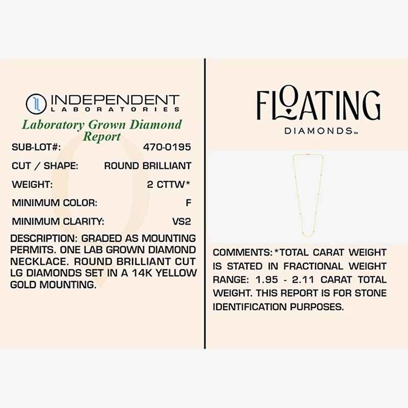 Floating Diamonds (F / Vs2) Womens 14K Gold 24 Inch Cable Chain Necklace