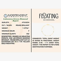 Floating Diamonds (F / Vs2) Womens 14K Gold 7.25 Inch Solid Cable Chain Bracelet
