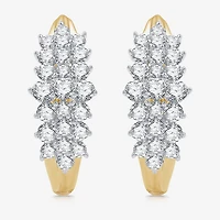 Womens 2 CT. T.W. Lab Grown White Diamond 10K Gold 22.7mm Hoop Earrings