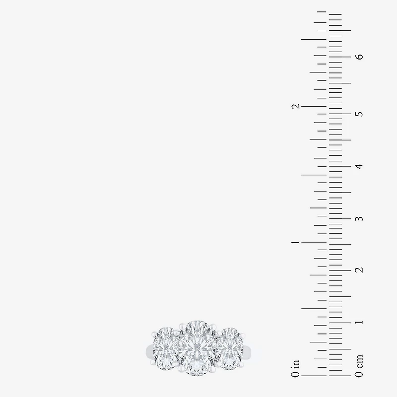 Love Lives Forever (F / Vs2) Womens 4 CT. T.W. Lab Grown White Diamond 10K Gold Oval 3-Stone Engagement Ring
