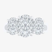Love Lives Forever (F / Vs2) Womens 4 CT. T.W. Lab Grown White Diamond 10K Gold Oval 3-Stone Engagement Ring