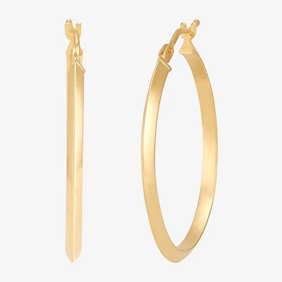 Made in Italy Womens 10K Gold 29.1mm Oval Hoop Earrings