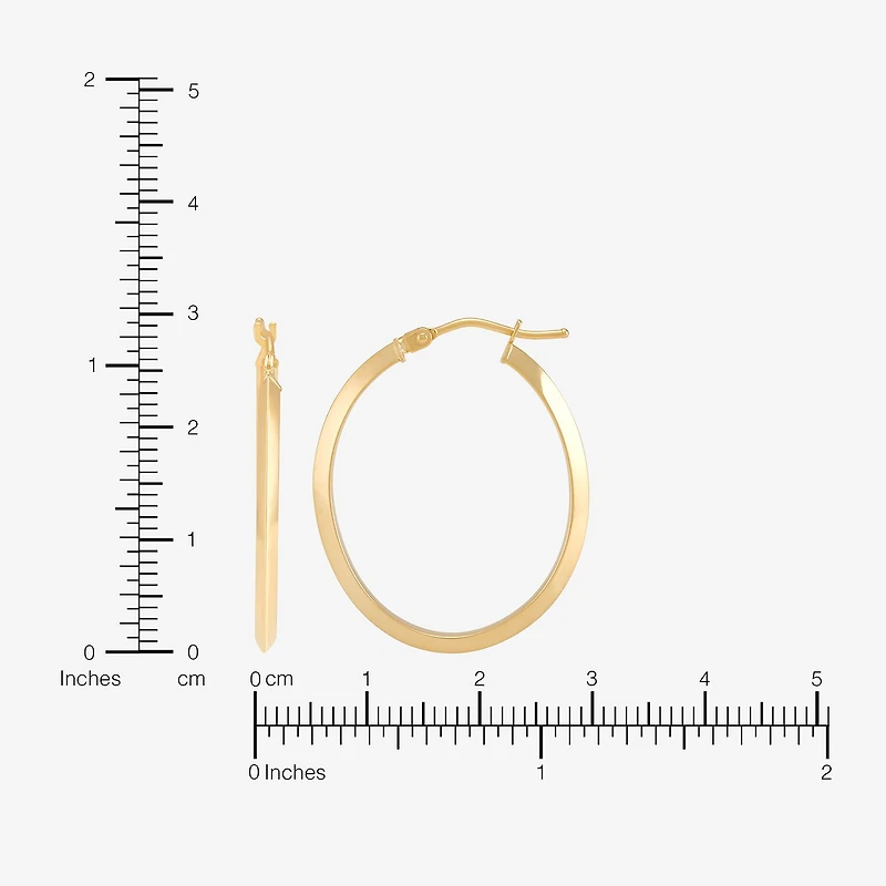 Made in Italy Womens 10K Gold 29.1mm Oval Hoop Earrings