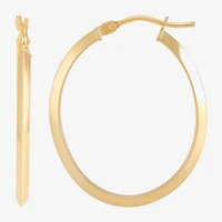 Made in Italy Womens 10K Gold 29.1mm Oval Hoop Earrings