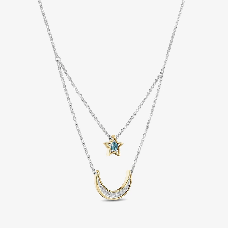 Enchanted Disney Fine Jewelry Womens 1/6 CT. T.W. Genuine Blue Topaz 14K Gold Sterling Silver 15 Inch Pendant Necklace