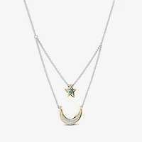 Enchanted Disney Fine Jewelry Womens 1/6 CT. T.W. Genuine Blue Topaz 14K Gold Sterling Silver 15 Inch Pendant Necklace