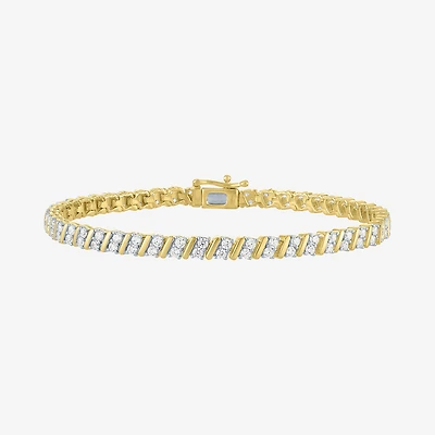 G-H / Si2-I1) Womens CT. T.W. Lab Grown White Diamond 14K Gold Over Silver Inch Tennis Bracelet