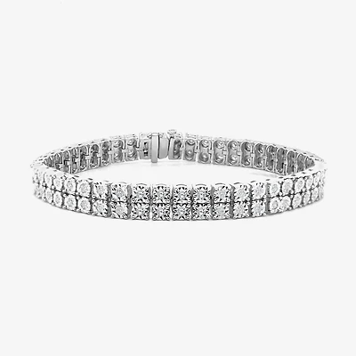 F / Si2) Womens / CT. T.W. Lab Grown White Diamond Sterling Silver Inch Tennis Bracelet