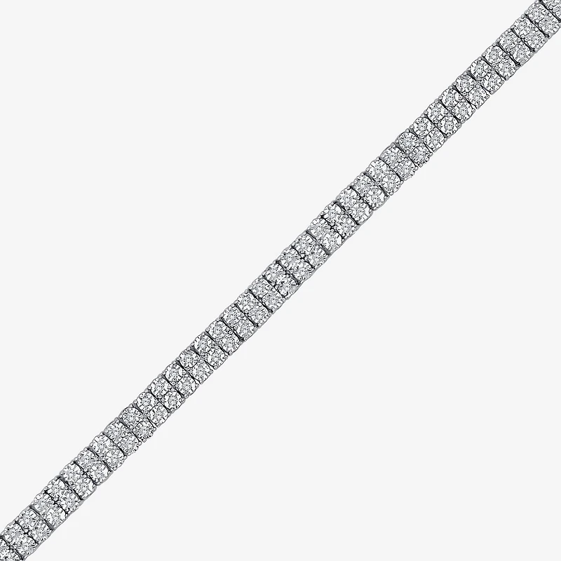 (F/Si2) Womens 2 CT. T.W. Lab Grown White Diamond Sterling Silver 7.5 Inch Tennis Bracelet