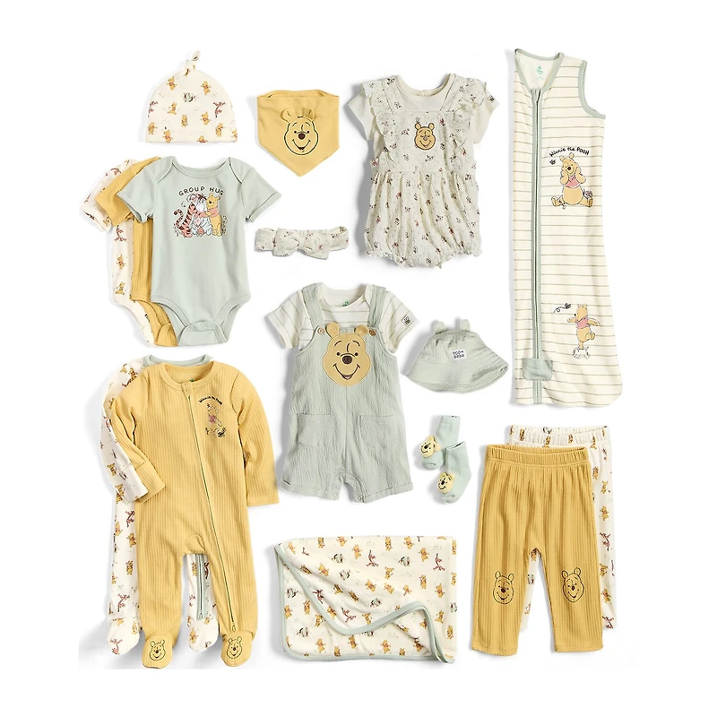 Baby Girls 3-pc. Winnie The Pooh Shortall Set