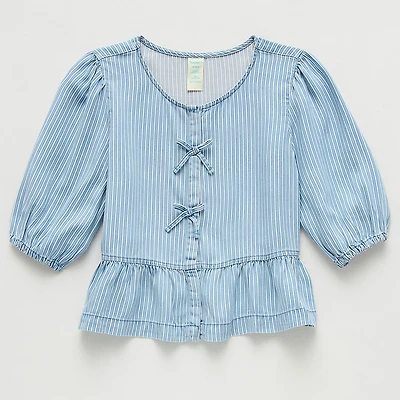 Thereabouts Little & Big Kid Girls Crew Neck 3/4 Sleeve Blouse