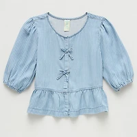 Thereabouts Little & Big Kid Girls Crew Neck 3/4 Sleeve Blouse
