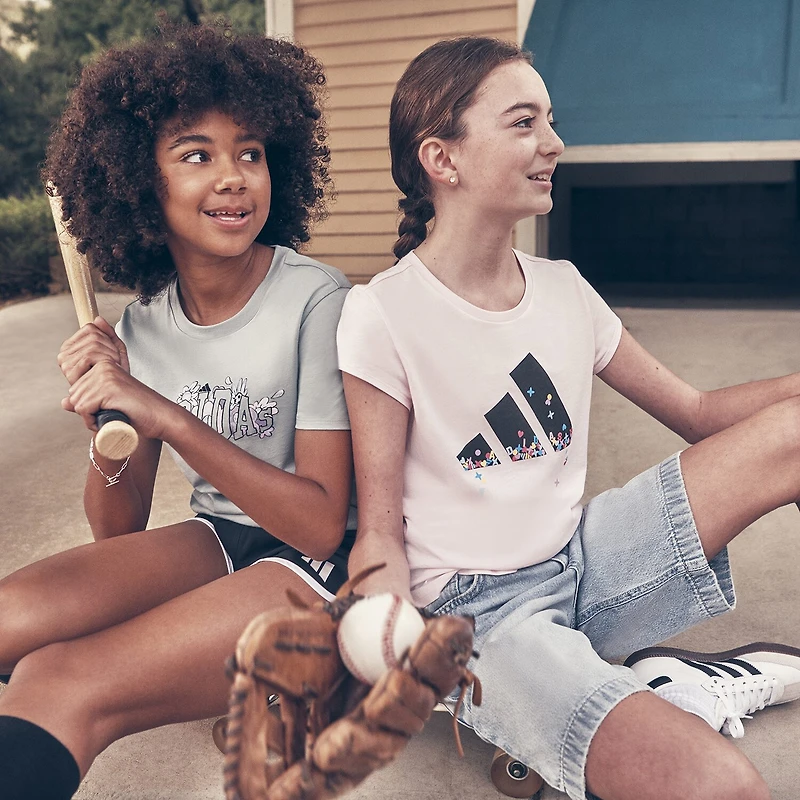 adidas Big Kid Girls Crew Neck Short Sleeve Regular Fit Graphic T-Shirt
