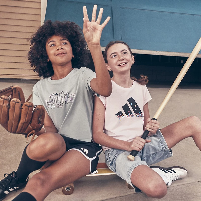 adidas Big Kid Girls Crew Neck Short Sleeve Regular Fit Graphic T-Shirt
