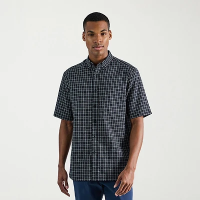 Haggar Life Khaki Mens Short Sleeve Regular Fit Button-Down Shirt