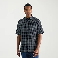 Haggar Life Khaki Mens Short Sleeve Regular Fit Button-Down Shirt