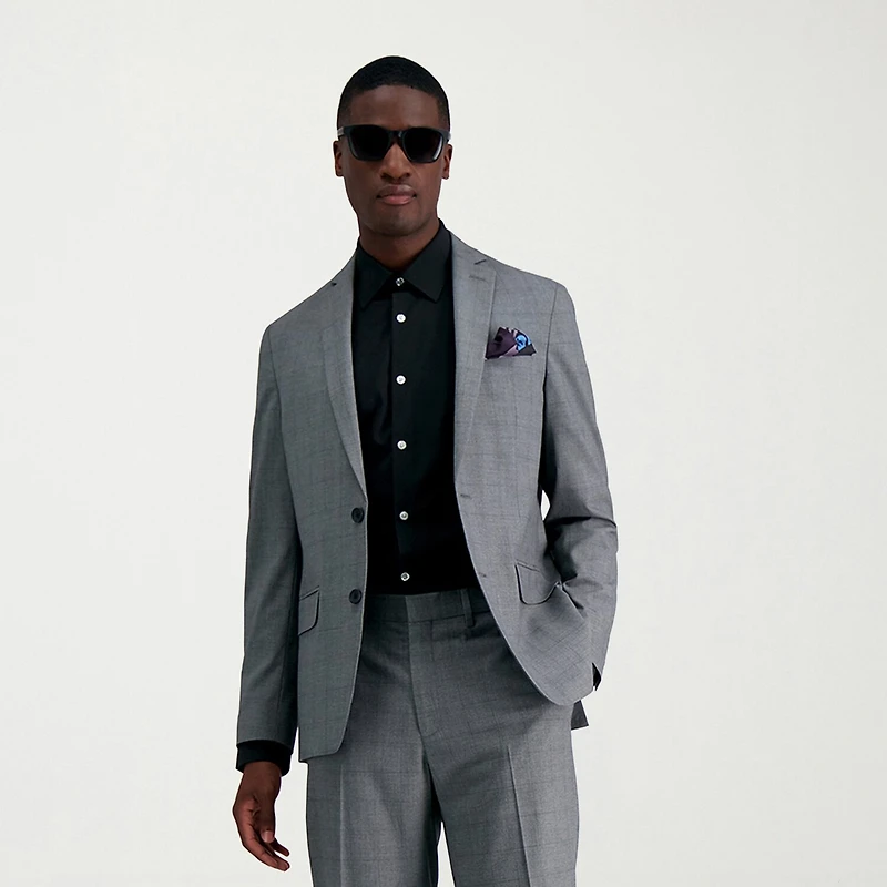 Haggar JMH Glen Mens Stretch Fabric Slim Fit Plaid Suit Jacket